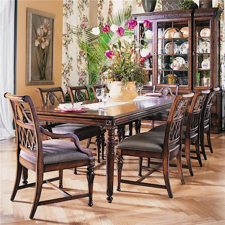 Nine Piece Rectangular Formal Dining Room Table and Chair Set